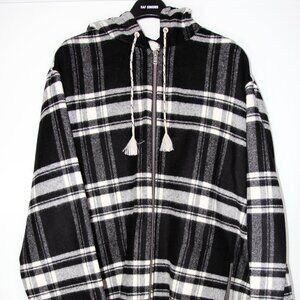 BNWT AW18 MARNI TARTAN PLAID BLACK HOODED OVERCOAT 52